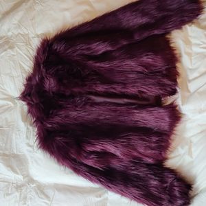Plum faux Fur Coat